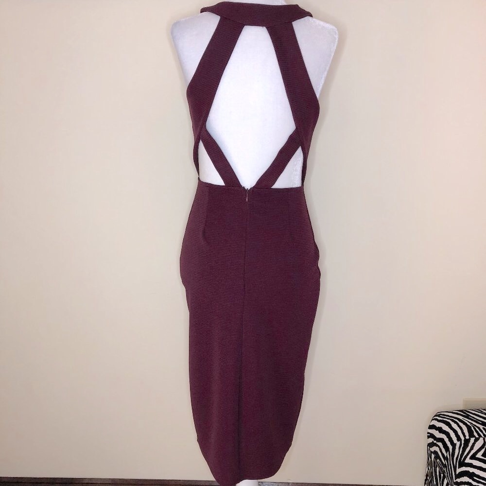 Akira Chicago Red Label Stunning Cutout Back Design - Burgundy Dress Party Glam